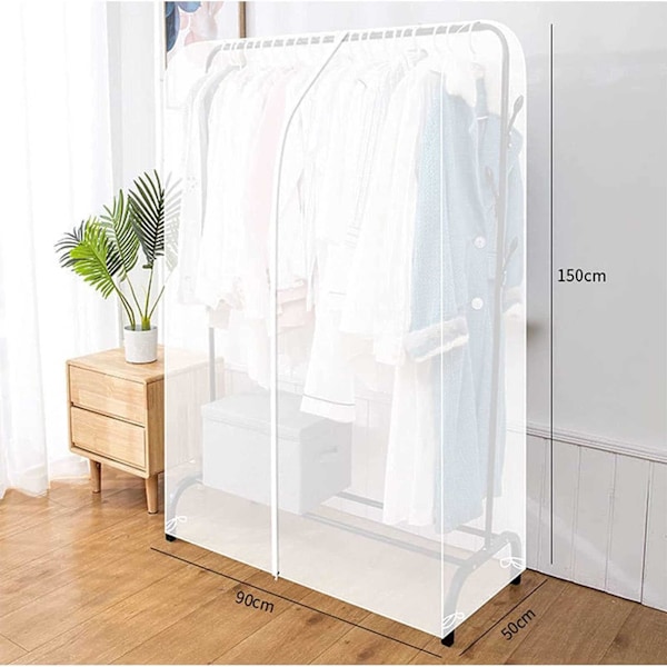 Klädstångsskydd Stort Transparent Klädskydd med 2 Slitstarka Dragkedjor (Storlek: 90cm×50c×150cm）