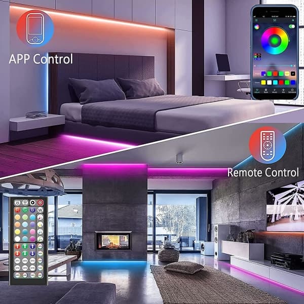 20m LED-lys med Bluetooth RGB-funksjon – LED-strips og teiplys