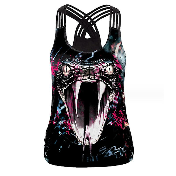 Tanktop dam Halloween 3D-tryck kors axelband Ny T-shirt med rund hals väst stil 1 style 1 S