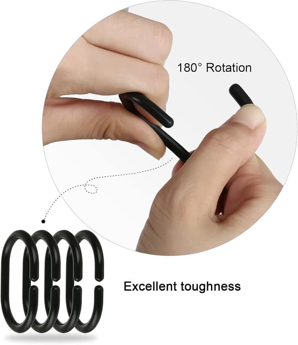 Sett med 24 dusjringer i plast, tilbehør for gardiner, 24