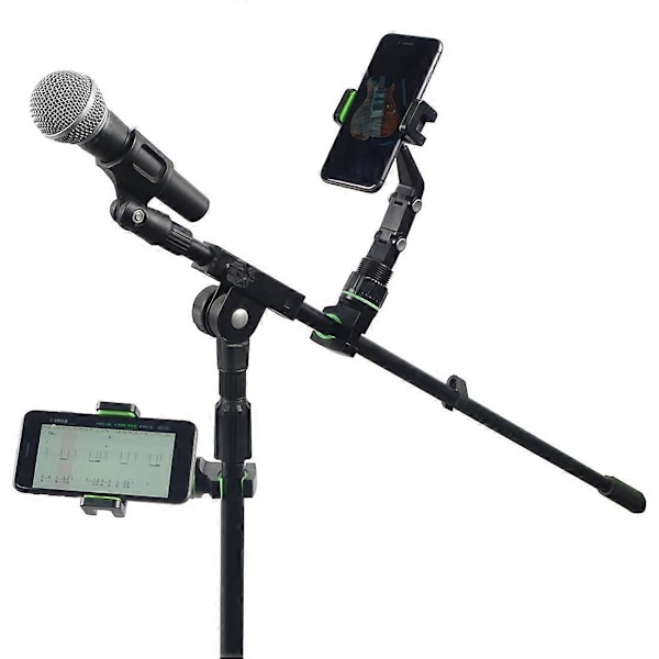 Gitartelefonholder, passer til mikrofonstativ, telefonholder for notestativ - 360 graders roterende mikrofontelefonholder