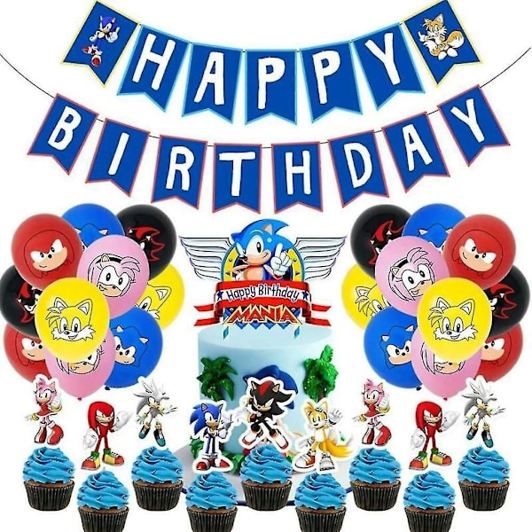 Sonic Hedgehog Födelsedagstillbehör, Sonic Folie Latex Ballonger Festtillbehör För Barnkalas Baby Shower Födelsedagsdekorationer