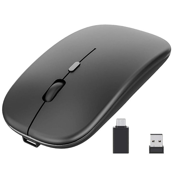 SQBB Trådløs mus med USB og Type-C modtager, Kompatibel Laptop, Macbook Sort none{EE]
