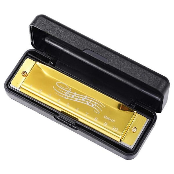 Huuliharppu C-sävyssä, 10-reikäinen Blues-Harp Diatoninen Huuliharppu 20 Ääntä Gold