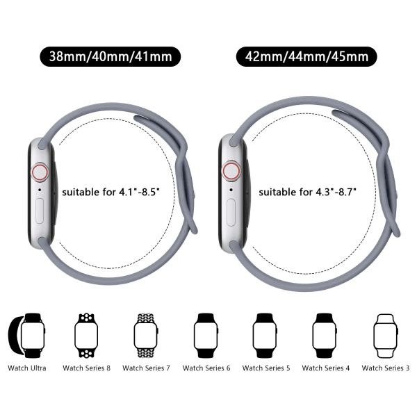 Pehmeä silikoniranneke Apple Watch 8 7 6 5 4 3 SE -rannekke IWatch Ultra 49 mm 45 mm 41 mm 40 mm 44 mm 38 mm 42 mm kelloon