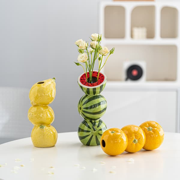 Nordisk minimalistisk fruktblomvas bordsdekoration 441 Three-Layer Lemon