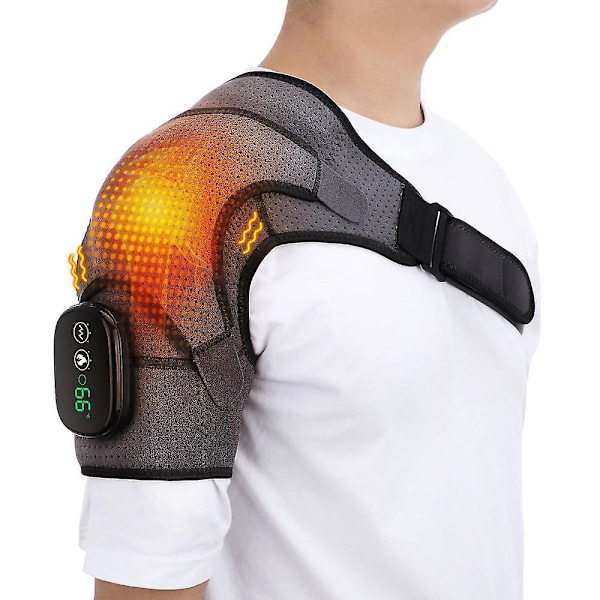 Uppvärmd Massageapparat Infraröd Terapi Vibration Elektrisk Axelmassage Värmebälte för Nacke Rygg Kropp Artrit Smärtlindring{EE} black
