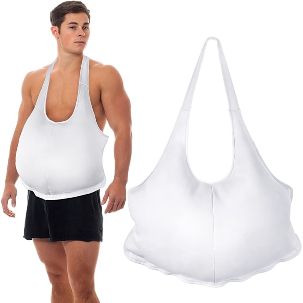 Tomte Dräkt Unisex Vadderad Mage Vaddering Tomte Mage Kostym för Jul Cosplay (Beige)