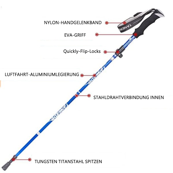 hopfällbara vandringsstavar – justerbara, lätta, teleskopiska