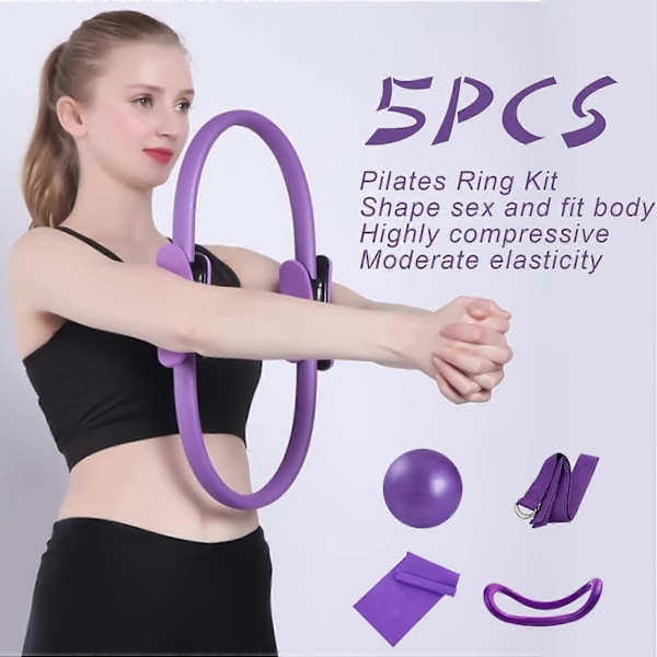 5-pak Pilates Ring Sæt 14 Tommer Yoga Fitness Magic Circle Pilates Udstyr til Hjemmetræning Fitness Kit - Perfekt