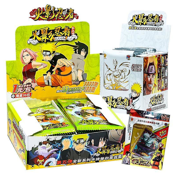 Naruto Spillekort Japansk Tegneserie Skolemester Serie SSP Kort Uchiha Sasuke Ninja Krig R Barnleker J 10 PACK 50PCS