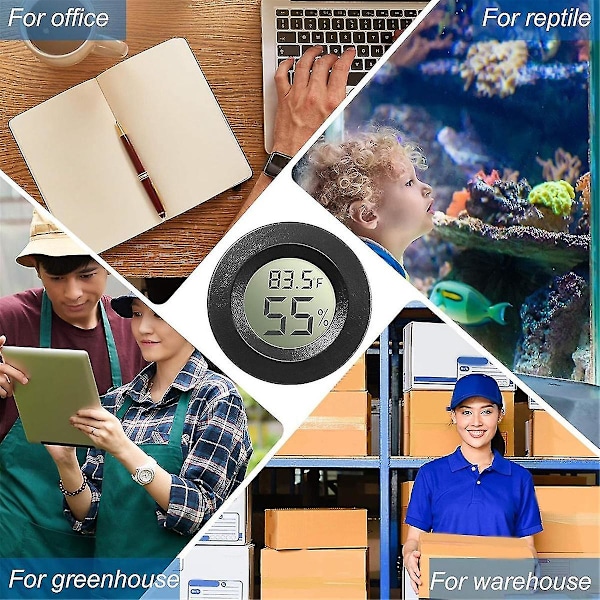 10-pack Mini Hygrometer Termometer Mätare Digital LCD-skärm För Växthus Barnrum Reptil Inkubator Black