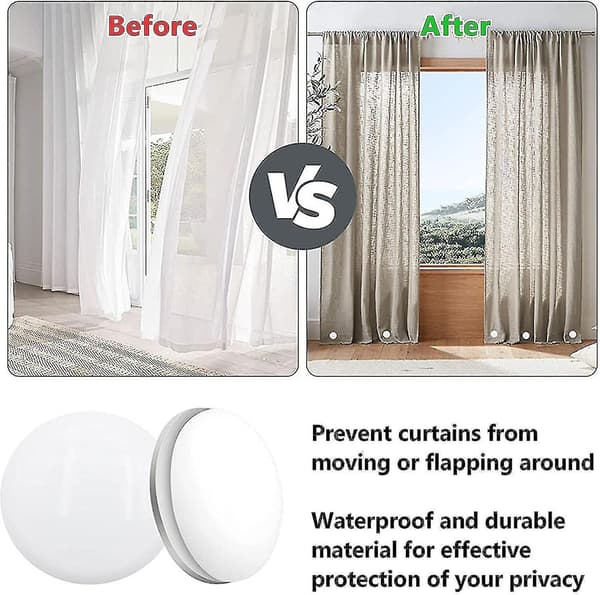 10 st Starka Magnetiska Duschdraperityngder, Runda Magnetiska Gardintyngder, Förhindrar att Gardinfoder Blåser Runt