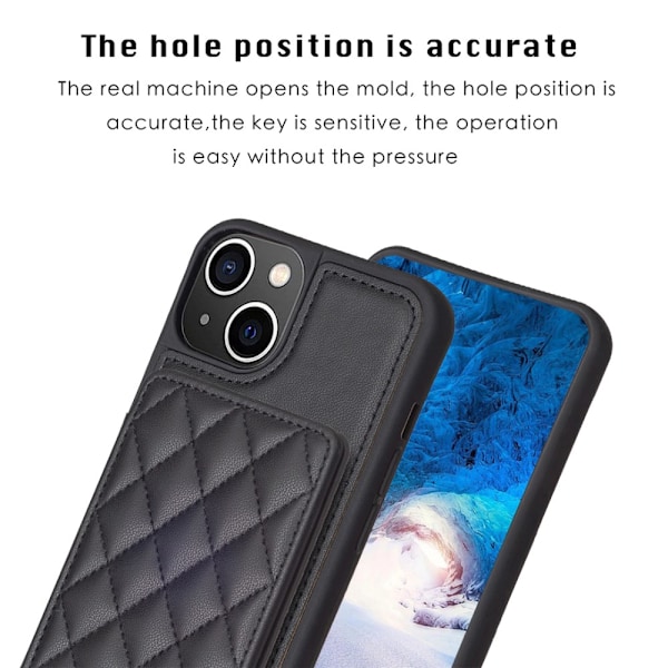 SKALO iPhone 15 Quiltet Cover med Pung - Sort Black Svart