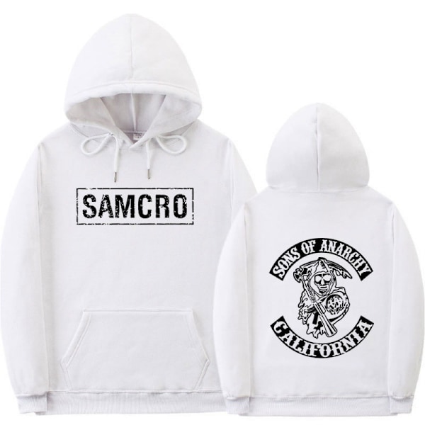 Sons Of Anarchy Samcro Hoodie Dobbeltsidig Trykk Hoodie Skjorte Topp Hvit White L