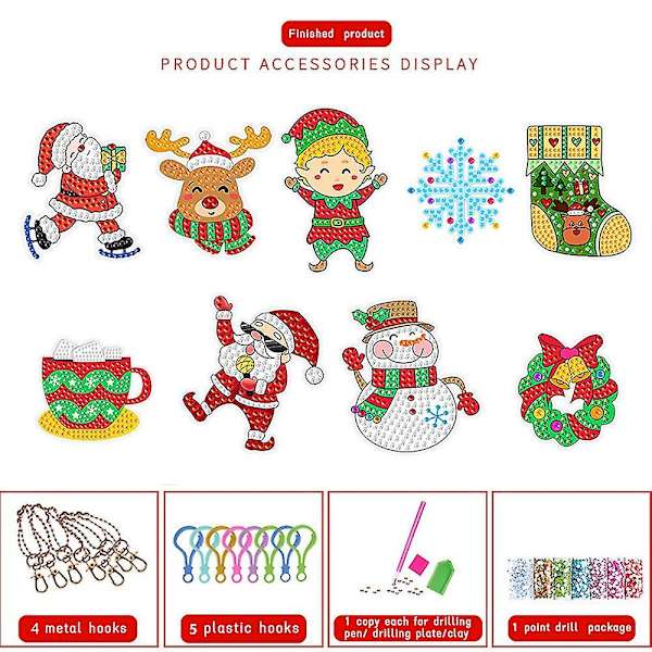 24 Dages Nedtælling til Jul Julekalender DIY Diamantmaleri Sæt Håndværk Nøglering Blind Box Chi