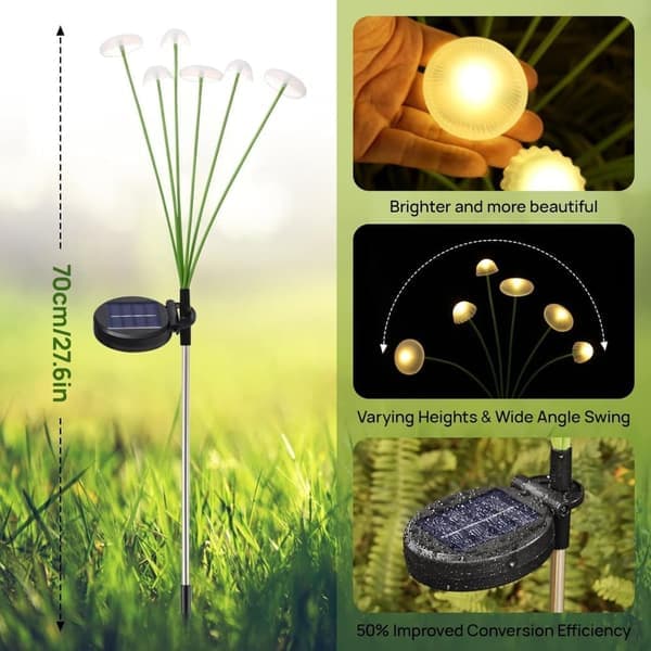 6-pack Solar Lights 60 LED, Swaying Garden Lamp for Garden Decoration and Outdoor Use