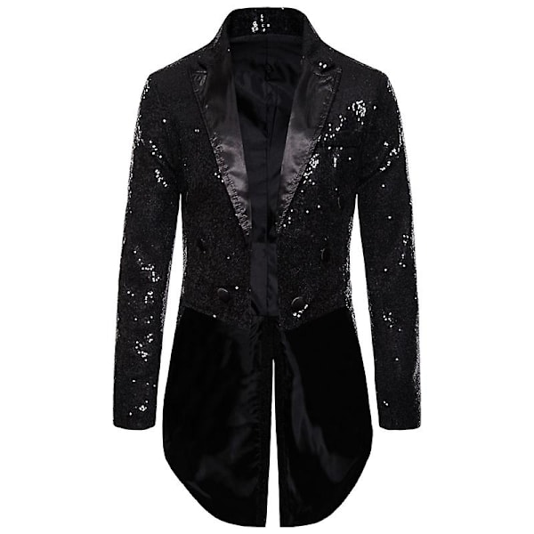 Menn Skinnende Sekvens Glitter Utsmykket Blazer Jakke Menn Nattklubb Prom Dress Jakke Dress Homme Sangere Scene Klær Smoking Ny Marineblå Navy Blue 2XL