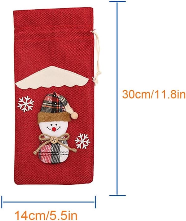 Julevinflaskeposer 3 stk. Julebordsdekorationer Festlige gaveposer 30 cm længde