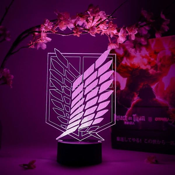 Scout Regiment Symbol Otaku Lampe – Attack on Titan – Anime Lampe Figur Natlampe, 16 Farver RGB LED – Fjernbetjening