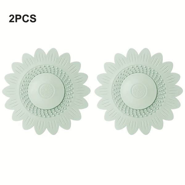 2-pack solros silikon avloppsskydd - diskbänk hårfångare, luktsäker matta för badrum och kök White 2pcs