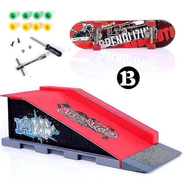 Miniskatepark for Finger Skateboard, Kombinasjonsleketøy for Skatepark, Rampe for Skateboard Style B