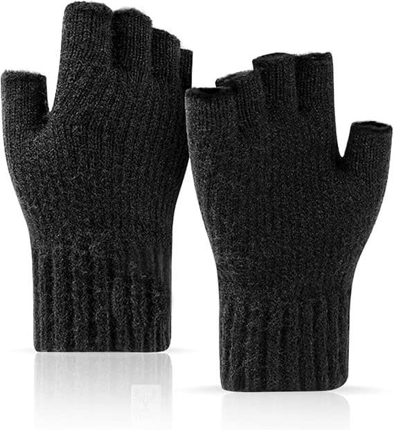 Vinter Touchscreen Handsker Unisex Bløde Varme Femfinger Design 16 cm Sort