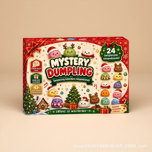 Jule Squishies Adventskalender 2026 – 24-dagers Overraskelsesgaveeske Box 24-Pack A