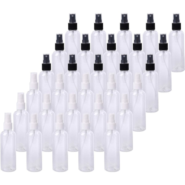 30 X 100 ml Atomizer genomskinlig sprayflaska Tom påfyllningsbar Fine Mist Parfym Atomizer för kosmetiska sminkresor - svartvitt