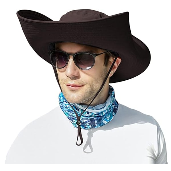 Solhatt Anti-UV UPF 50+ Utomhus Fiskehatt Bred Brim Fiske (Brun){ee} E