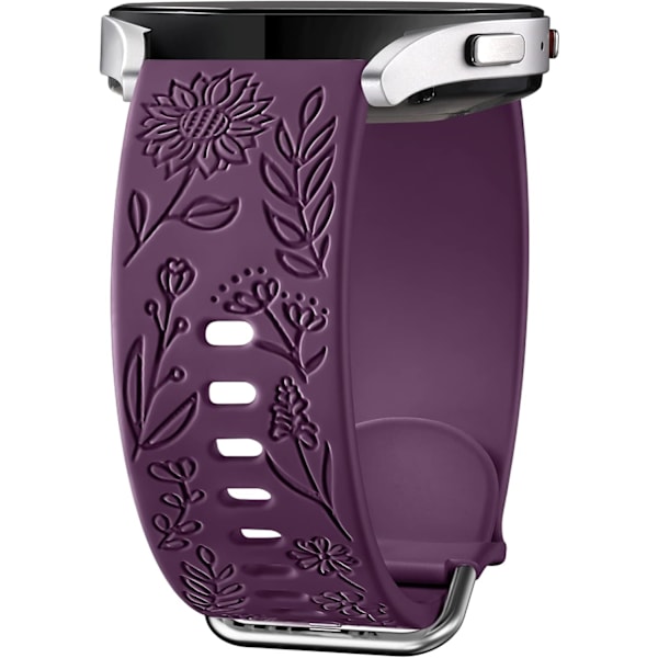 Auringonkukalla kaiverrettu ranneke, yhteensopiva Samsung Galaxy Watch 7 6 5 4 40mm 44mm naisten kanssa, 20mm pehmeä silikoniranneke Galaxy Watchille[ee] Purple