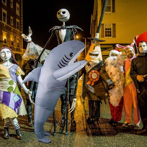 Uppblåsbar Hajdräkt för Barn Vuxna, Roliga Halloweendräkter för Fest, Evenemang, Gåva