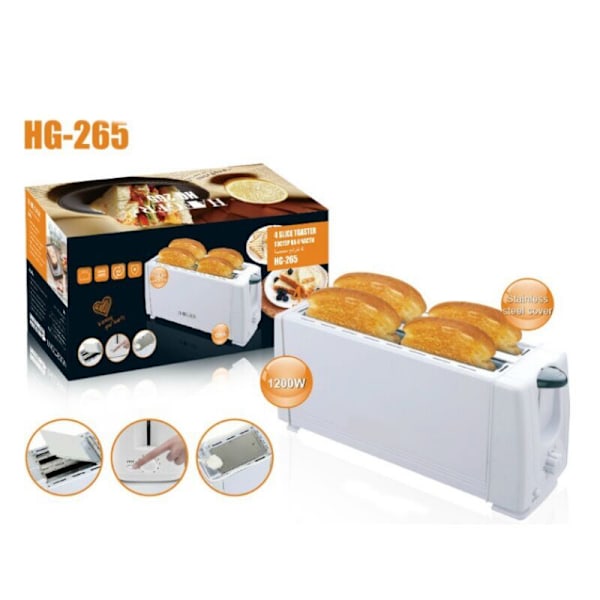 Multifunksjonell frokostbrødrister Brødrister 4-skivers frokostbrødrister Toast (hvit)
