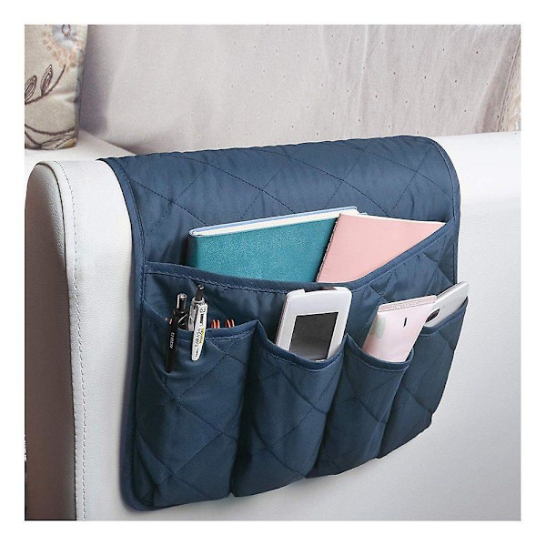 Soffa Armstöd Organizer Halksäker Caddy Väska för Soffa Armstöd Förvaringsväska för Telefon Böcker Tidningar TV-Fjärrkontroll blue