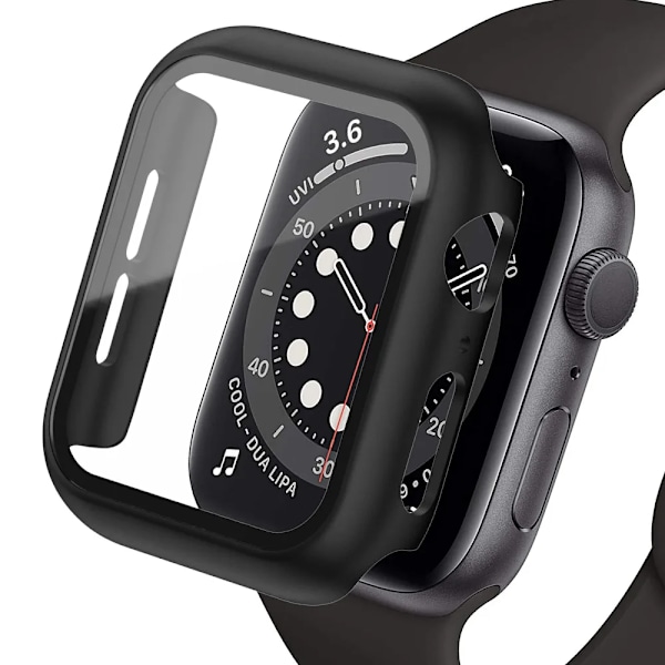 Hard Shell-etui for Apple Watch 9 8 7 6 5 4 38 40mm Tilbehør Skjermbeskytter iWatch Serie 44mm 45mm 41mm 42mm Svart 2 Svart 2 Svart 2 Black 2 Series 7 8 9 45mm