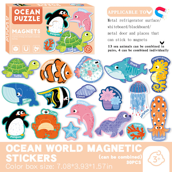 Magnetiskt barnpussel 3~6 år, baby multi-tema bokstav djur nummer kognition tidig utbildning upplysning pussel 4
