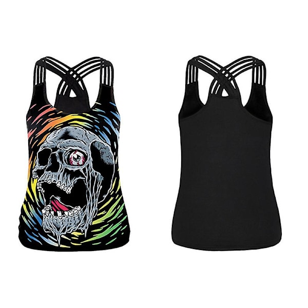 Tanktop til damer Halloween 3D print kryds skulderstropper Ny T-shirt med rund hals vest stil 5 style 5 L