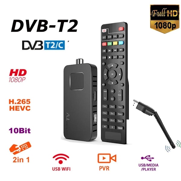 Europa 265 HEVC DVB-T2 Tuner DVB-C Högupplöst DVB-T Digital TV Mottagare för WIFI Y0UTUB för Europa Vs V7-Perfet