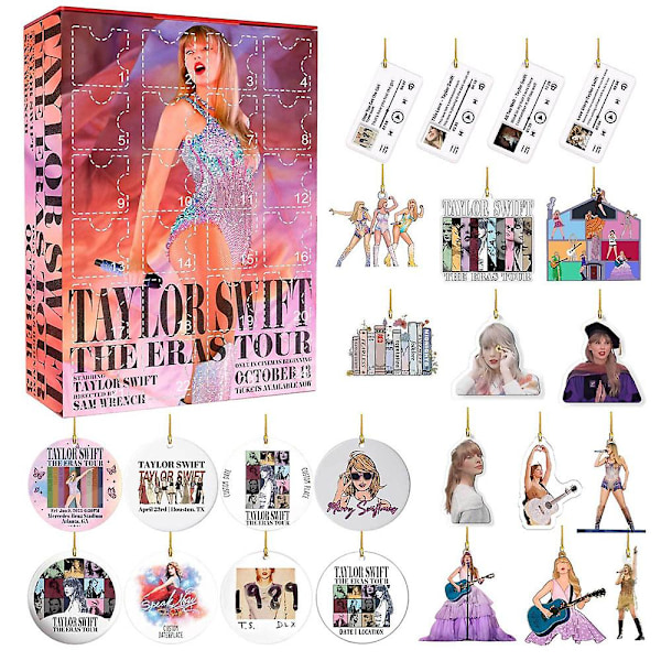 2023 Taylor Swift Fans Julkalender 24 Dagar till Jul Nedräkningskalender Hänge Blind Box Julgåva style 1