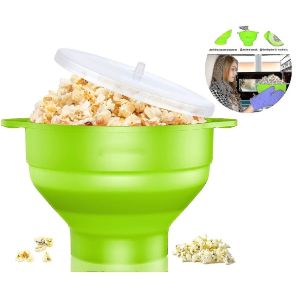 Popcorn Popper, mikrovågssäker, silikon popcorn skål och handtag