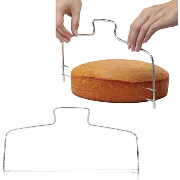 2 adjustable stainless steel cake dividers with double wire, cutting tool, baking accessories