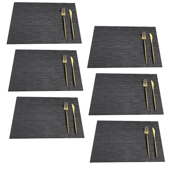Rectangular Placemats for Kitchen Table and Dining Room, Heat Resistant and Surface Washable Placemat (Dark Grey)
