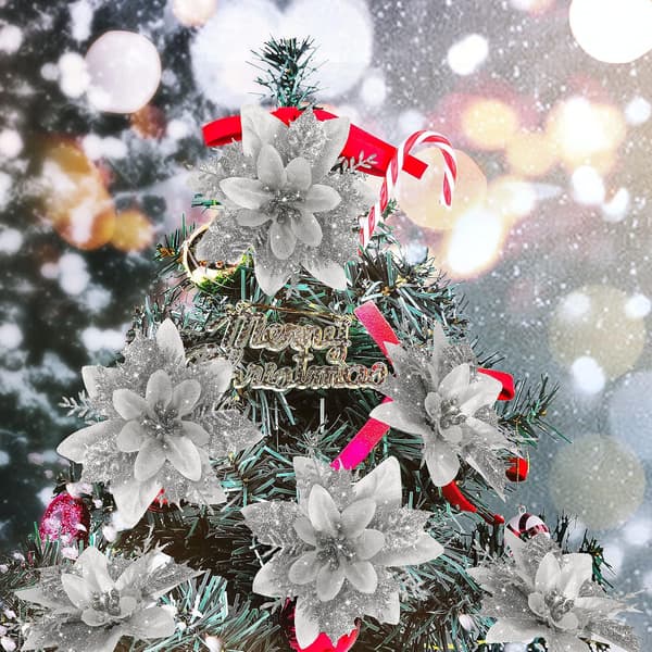 Sølv Julepynt 15 stk med klips for DIY julekrans festlig partydekor