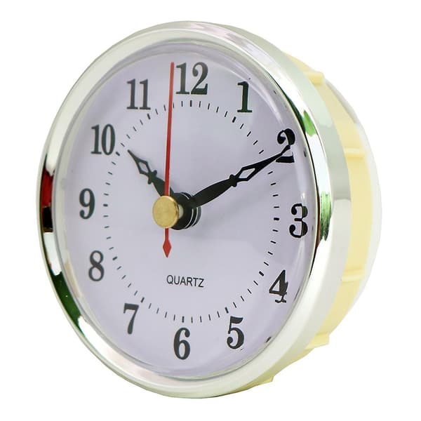 (ee) 80 mm/3,15 tommer Klassisk Ur Quartz Urværk Indsats Sort Metal Rund