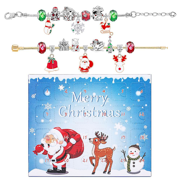 Adventskalender 2022 med 24 dagars nedräkning till jul, DIY-armband, hängsmyckesset, överraskningslåda, julklappar till barn