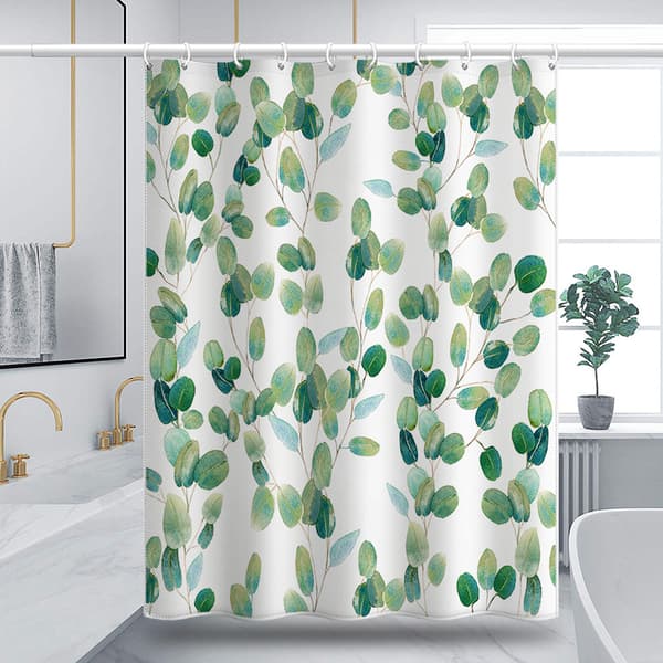 Duschdraperi Vattentätt Gröna Växtblad Gardiner 150X180CM
