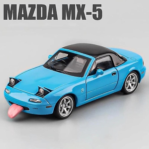 1:32 Mazda Mx5 Mx-5 Superbil Legering Støbt Legetøjsbil Model Lyd Og Lys Træk Tilbage Børnelegetøj Samlerobjekt Fødselsdagsgave{hh] Blue