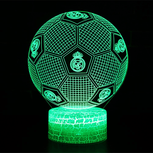 3D Phantom Fotball Lampe Real Madrid 7 Farger LED Berøringsbordlampe Soverom Nattelampe Gave Nasjonaldag