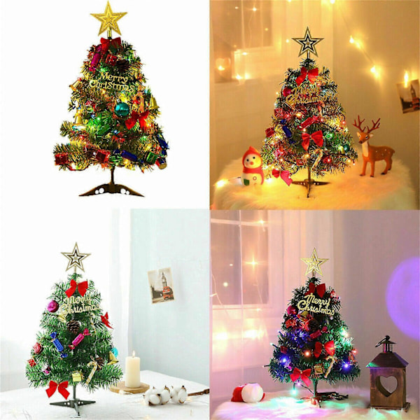 Juledekorasjonspakke Juletre med pynt, 50 cm batteridrevet juletre med pynt og lys (uten batterier)