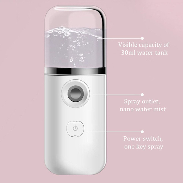 Nano Mist Sprayer Køler Ansigtsdamper HVID white